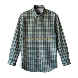 Izod Men's Green and White Checkered Button Down‎ Shirt